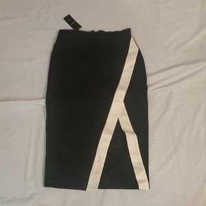 Bebe midi black and white skirt with slit